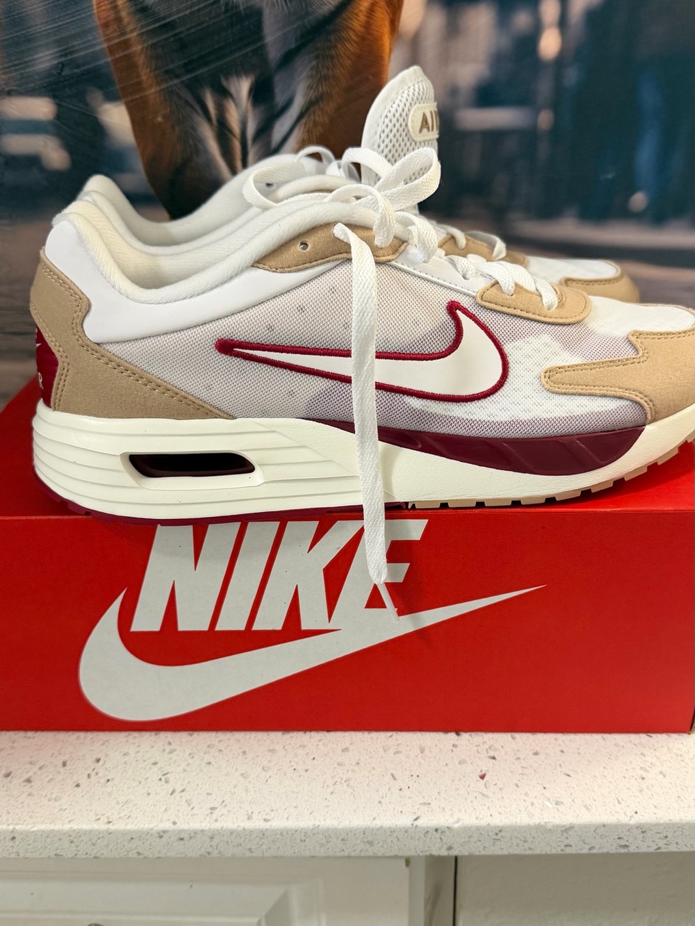 Nike Men’s Air Max in White, Beige, Burgundy